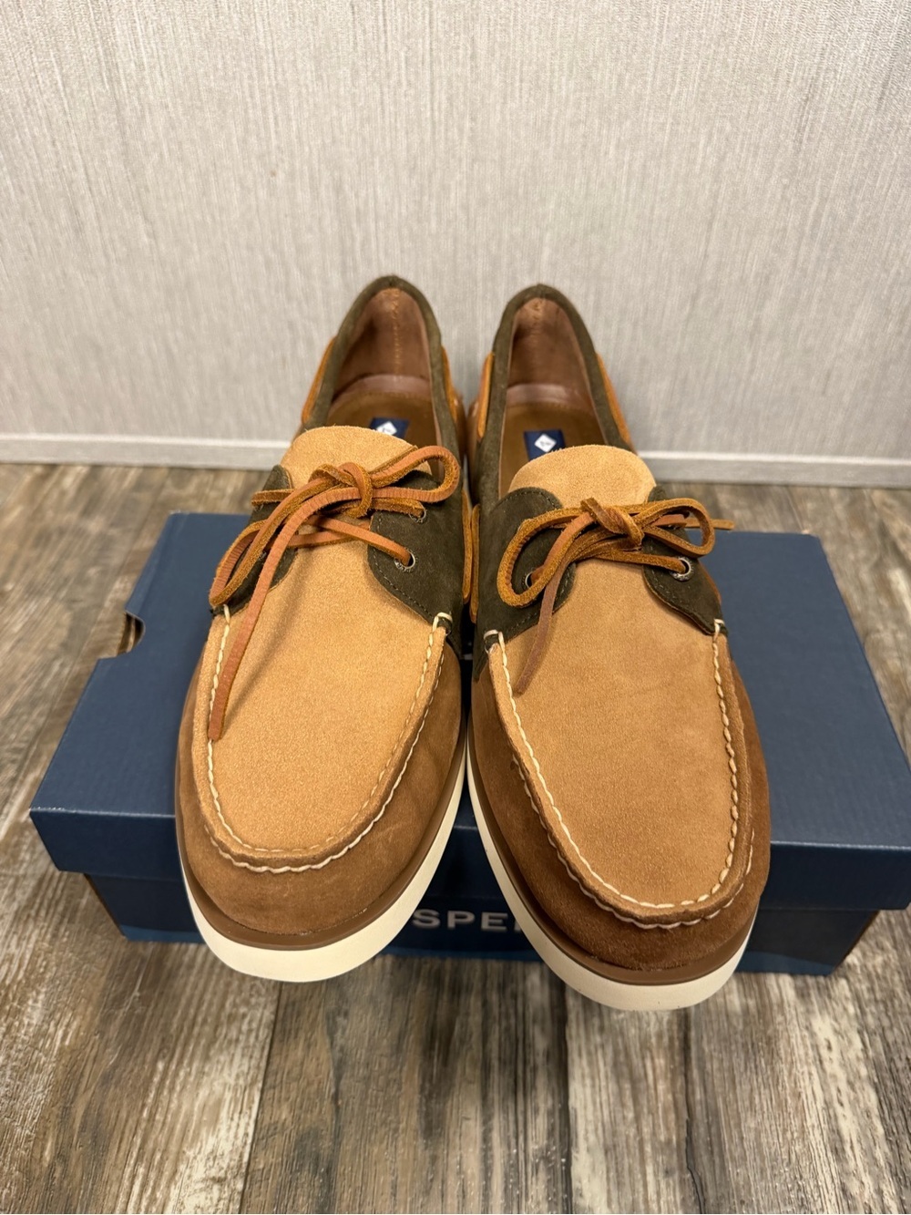 Sperry Two-Tone Brown & Tan Suede Boat Shoes Size 13 - Picture 7 of 16